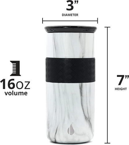 Artisan Insulated Tumbler, Triple Wall Coffee Travel Mug, Reusable Stainless Steel Coffee Tumbler with Ceramic Lid, Thermal Coffee Cups for Hot (6 Hrs) & Cold (18 Hrs), 12oz - Teak Wood
