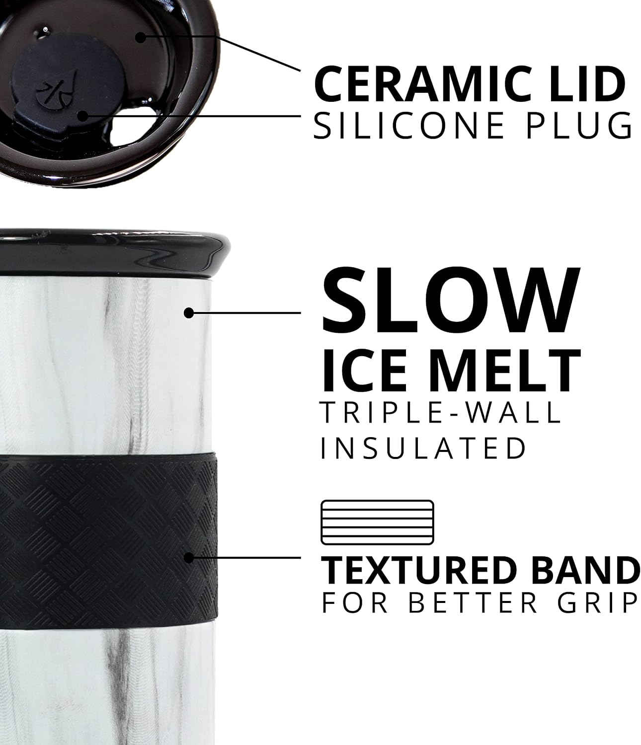 Artisan Insulated Tumbler, Triple Wall Coffee Travel Mug, Reusable Stainless Steel Coffee Tumbler with Ceramic Lid, Thermal Coffee Cups for Hot (6 Hrs) & Cold (18 Hrs), 12oz - Teak Wood
