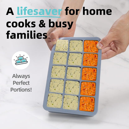 2 Tbsp Silicone Freezer Molds - Perfect for Storing Garlic, Herbs, Ginger, Pesto, Tomato Paste, Lemon Juice, Purees and More - Silicone Food Freezer Tray(Blue)
