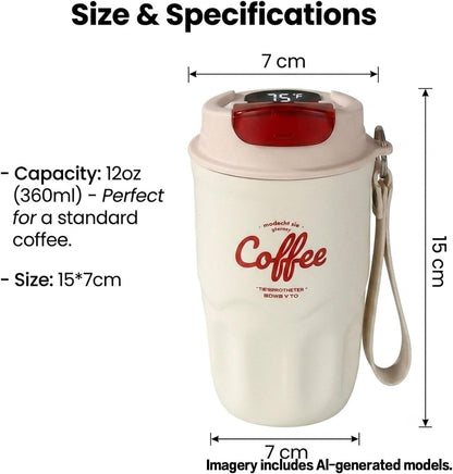 Coffee Vacuum Flask, Portable Coffee Cup with Lid & Handle, Insulated Travel Coffee Mug, Flip Cap Sip Spout and Ribbed Grip Details, Insulated Travel Drinkware, Travel Outdoor Mugs (green)