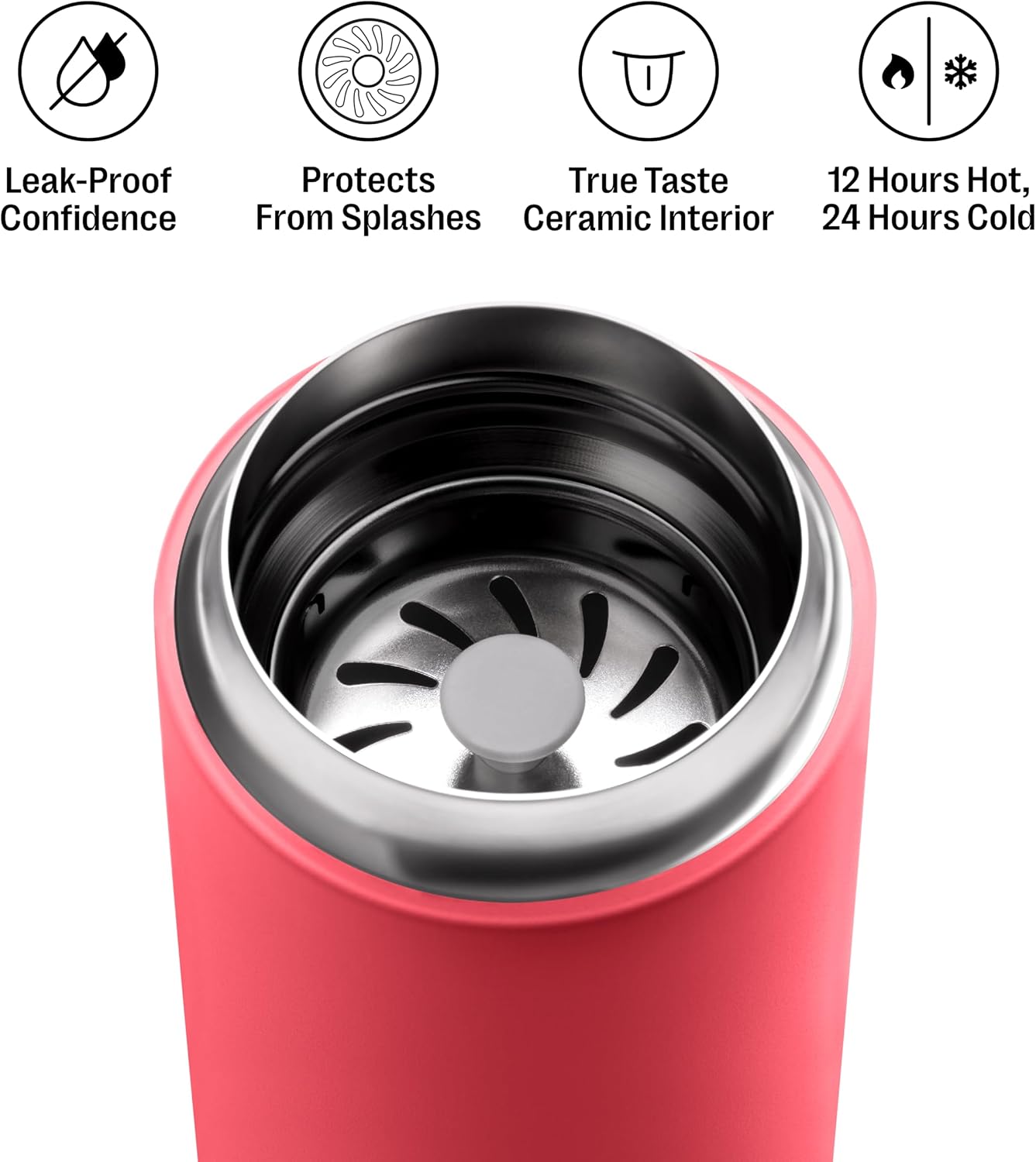 Carter Move Ceramic Lined Travel Coffee Mug 12 oz Stainless Steel | No Metallic Taste Coffee Tumbler, Leak-Proof Lid, Dishwasher Safe, Hot 12Hr Cold 24Hr, BPA-Free, Fits Cup Holders, Lemon Zest