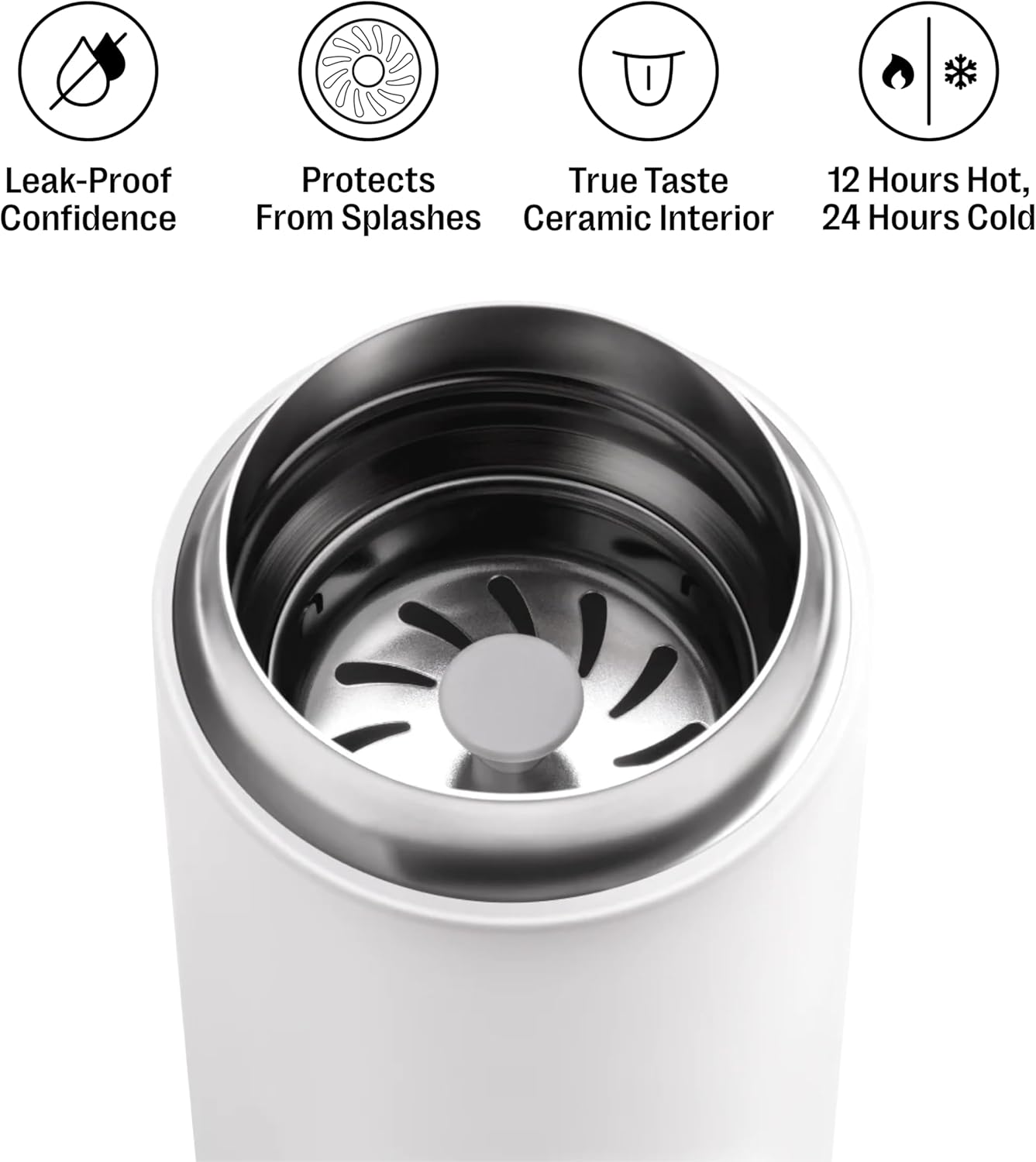 Carter Move Ceramic Lined Travel Coffee Mug 12 oz Stainless Steel | No Metallic Taste Coffee Tumbler, Leak-Proof Lid, Dishwasher Safe, Hot 12Hr Cold 24Hr, BPA-Free, Fits Cup Holders, Lemon Zest