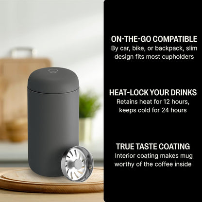 Carter Move Ceramic Lined Travel Coffee Mug 12 oz Stainless Steel | No Metallic Taste Coffee Tumbler, Leak-Proof Lid, Dishwasher Safe, Hot 12Hr Cold 24Hr, BPA-Free, Fits Cup Holders, Lemon Zest