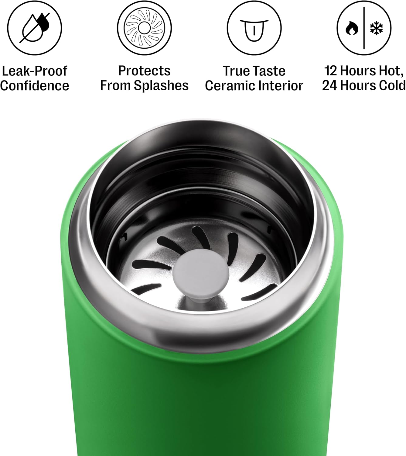 Carter Move Ceramic Lined Travel Coffee Mug 12 oz Stainless Steel | No Metallic Taste Coffee Tumbler, Leak-Proof Lid, Dishwasher Safe, Hot 12Hr Cold 24Hr, BPA-Free, Fits Cup Holders, Lemon Zest
