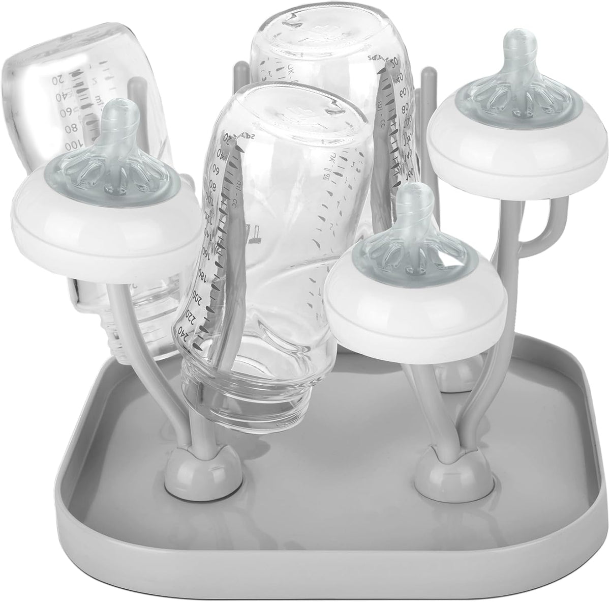Baby Bottle Drying Rack, Countertop Drying Rack Holds 16 Baby Bottles & Accessories, Efficient Water Drainage with Space-Saving & Compact Removable Tray.