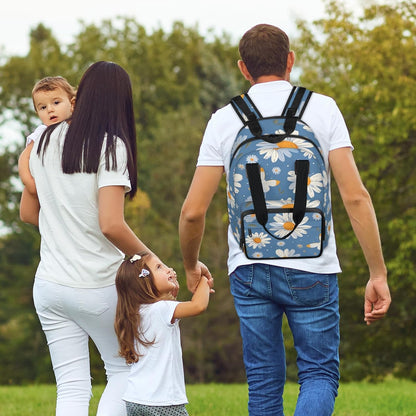 Butterfly Daisy Diaper Bag Backpack for Travel, Waterproof Diaper Bag with Insulated Bottle Pockets & USB Port, Large Capacity Baby Bag for Moms & Dads