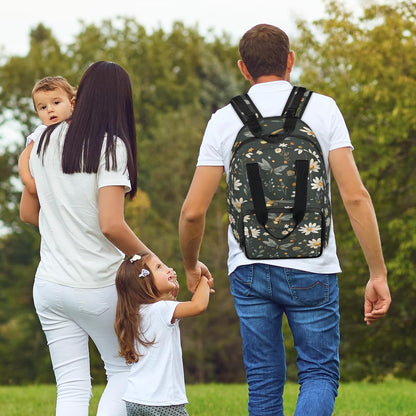 Butterfly Daisy Diaper Bag Backpack for Travel, Waterproof Diaper Bag with Insulated Bottle Pockets & USB Port, Large Capacity Baby Bag for Moms & Dads