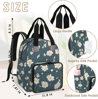 Butterfly Daisy Diaper Bag Backpack for Travel, Waterproof Diaper Bag with Insulated Bottle Pockets & USB Port, Large Capacity Baby Bag for Moms & Dads