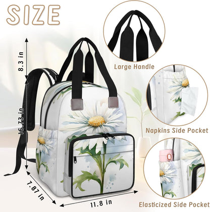 Butterfly Daisy Diaper Bag Backpack for Travel, Waterproof Diaper Bag with Insulated Bottle Pockets & USB Port, Large Capacity Baby Bag for Moms & Dads