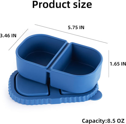 4 Pack Silicone Snack Containers with Lids, 8.5oz Dual Compartment