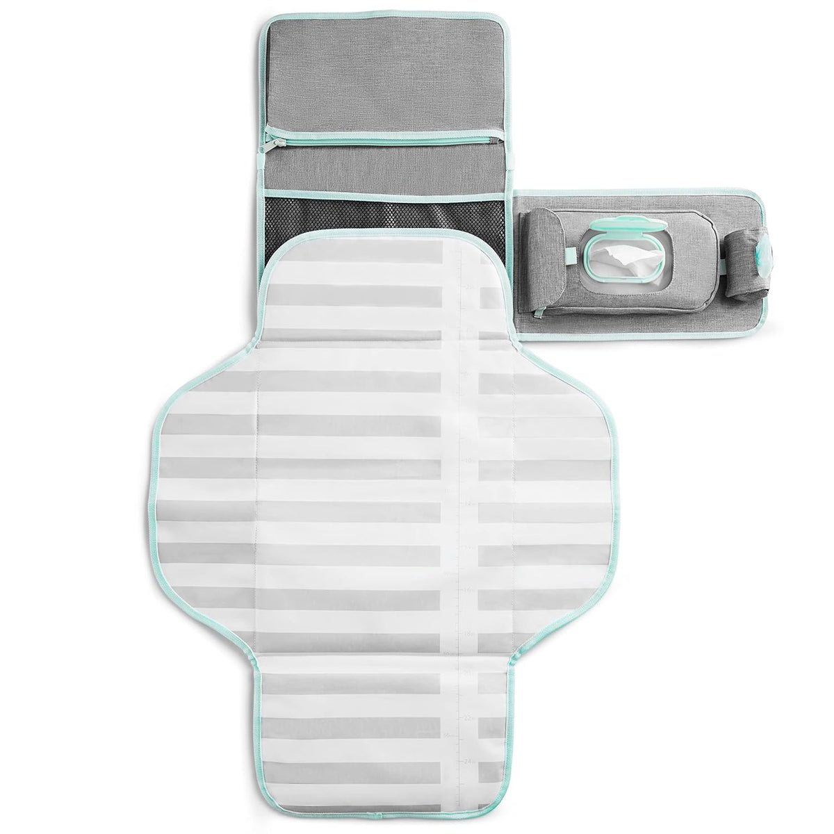 Portable Changing Pad – Lightweight and Compact Baby Diaper Changing Mat with Silver-Ion Technology, Includes 12 Diaper Disposal Bags, Grey