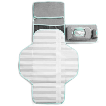 Portable Changing Pad – Lightweight and Compact Baby Diaper Changing Mat with Silver-Ion Technology, Includes 12 Diaper Disposal Bags, Grey