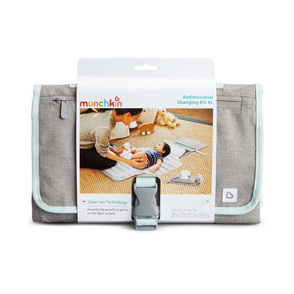 Portable Changing Pad – Lightweight and Compact Baby Diaper Changing Mat with Silver-Ion Technology, Includes 12 Diaper Disposal Bags, Grey