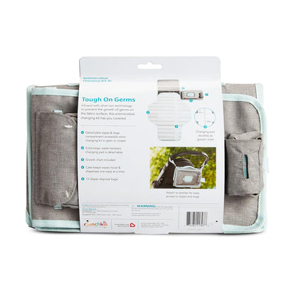 Portable Changing Pad – Lightweight and Compact Baby Diaper Changing Mat with Silver-Ion Technology, Includes 12 Diaper Disposal Bags, Grey