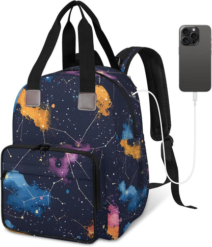 Butterfly Stars Diaper Bag Backpack for Travel, Waterproof Diaper Bag with Insulated Bottle Pockets & USB Port, Large Capacity Baby Bag for Moms & Dads