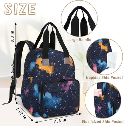 Butterfly Stars Diaper Bag Backpack for Travel, Waterproof Diaper Bag with Insulated Bottle Pockets & USB Port, Large Capacity Baby Bag for Moms & Dads