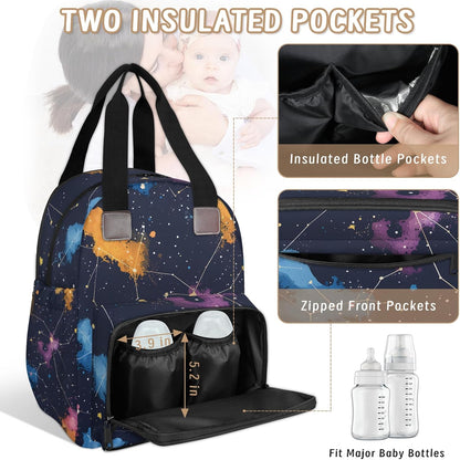 Butterfly Stars Diaper Bag Backpack for Travel, Waterproof Diaper Bag with Insulated Bottle Pockets & USB Port, Large Capacity Baby Bag for Moms & Dads