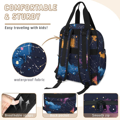Butterfly Stars Diaper Bag Backpack for Travel, Waterproof Diaper Bag with Insulated Bottle Pockets & USB Port, Large Capacity Baby Bag for Moms & Dads