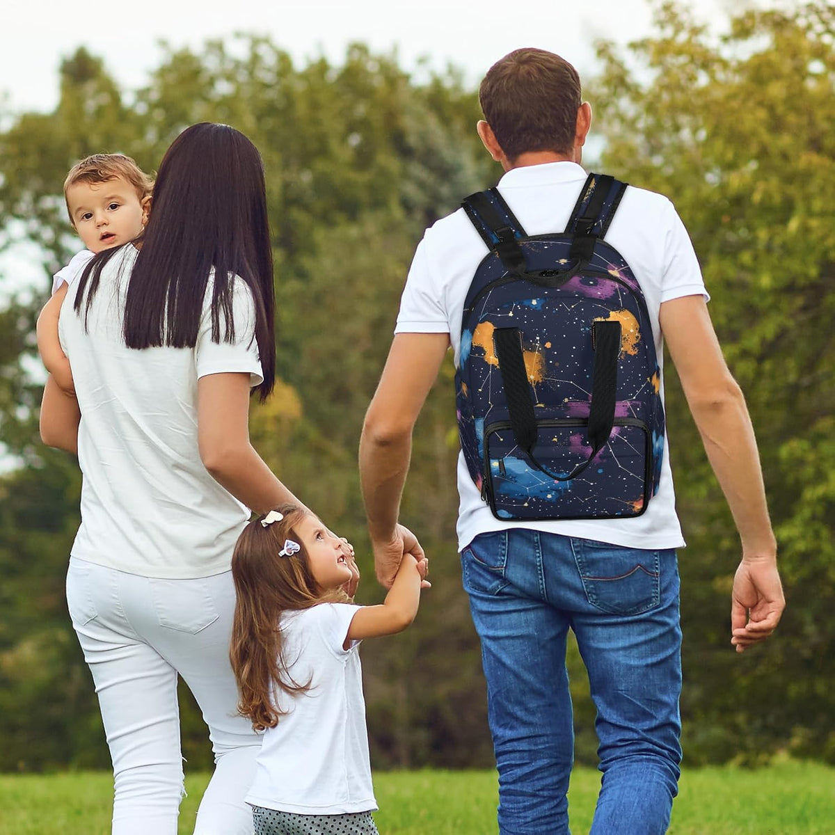 Butterfly Stars Diaper Bag Backpack for Travel, Waterproof Diaper Bag with Insulated Bottle Pockets & USB Port, Large Capacity Baby Bag for Moms & Dads