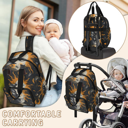 Butterfly Stars Diaper Bag Backpack for Travel, Waterproof Diaper Bag with Insulated Bottle Pockets & USB Port, Large Capacity Baby Bag for Moms & Dads