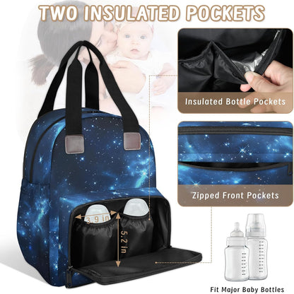 Butterfly Stars Diaper Bag Backpack for Travel, Waterproof Diaper Bag with Insulated Bottle Pockets & USB Port, Large Capacity Baby Bag for Moms & Dads
