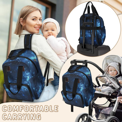 Butterfly Stars Diaper Bag Backpack for Travel, Waterproof Diaper Bag with Insulated Bottle Pockets & USB Port, Large Capacity Baby Bag for Moms & Dads