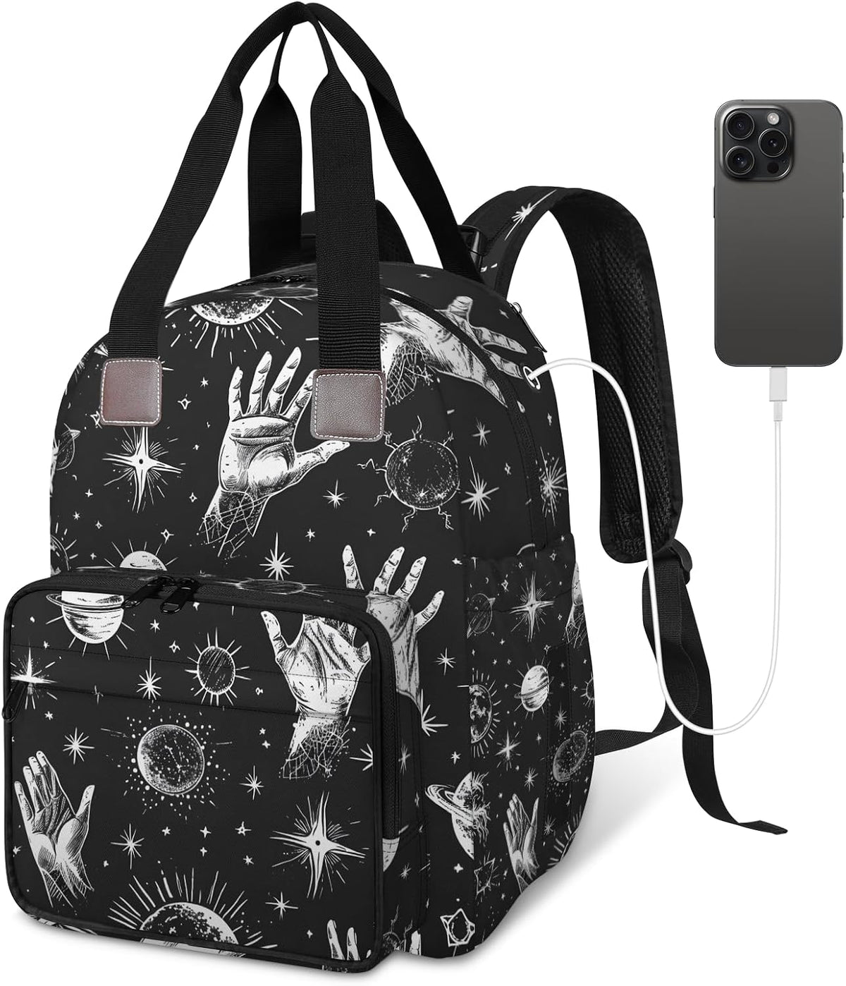 Butterfly Stars Diaper Bag Backpack for Travel, Waterproof Diaper Bag with Insulated Bottle Pockets & USB Port, Large Capacity Baby Bag for Moms & Dads