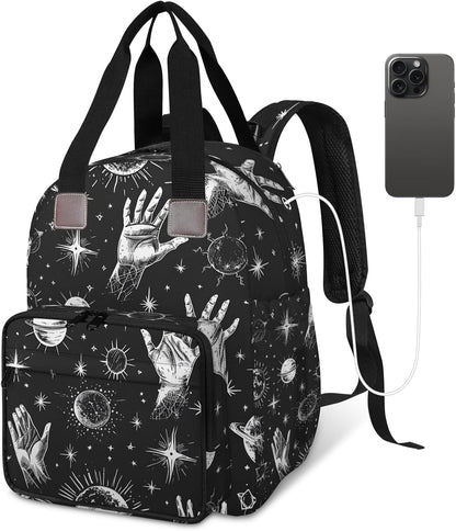 Butterfly Stars Diaper Bag Backpack for Travel, Waterproof Diaper Bag with Insulated Bottle Pockets & USB Port, Large Capacity Baby Bag for Moms & Dads