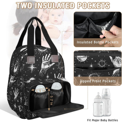 Butterfly Stars Diaper Bag Backpack for Travel, Waterproof Diaper Bag with Insulated Bottle Pockets & USB Port, Large Capacity Baby Bag for Moms & Dads