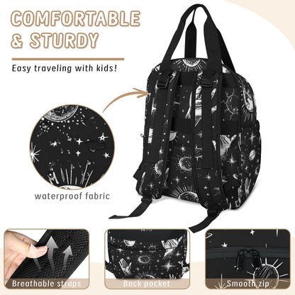 Butterfly Stars Diaper Bag Backpack for Travel, Waterproof Diaper Bag with Insulated Bottle Pockets & USB Port, Large Capacity Baby Bag for Moms & Dads
