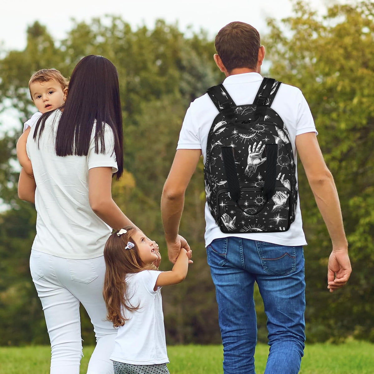 Butterfly Stars Diaper Bag Backpack for Travel, Waterproof Diaper Bag with Insulated Bottle Pockets & USB Port, Large Capacity Baby Bag for Moms & Dads