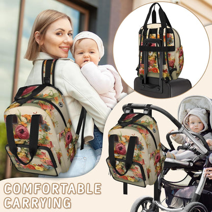 Butterfly Stars Diaper Bag Backpack for Travel, Waterproof Diaper Bag with Insulated Bottle Pockets & USB Port, Large Capacity Baby Bag for Moms & Dads