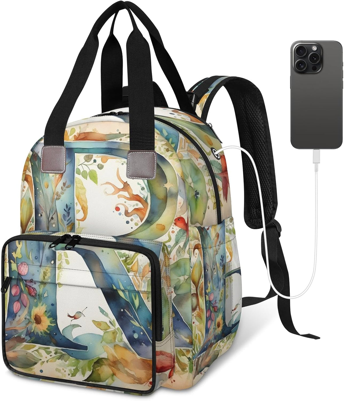 Butterfly Stars Diaper Bag Backpack for Travel, Waterproof Diaper Bag with Insulated Bottle Pockets & USB Port, Large Capacity Baby Bag for Moms & Dads