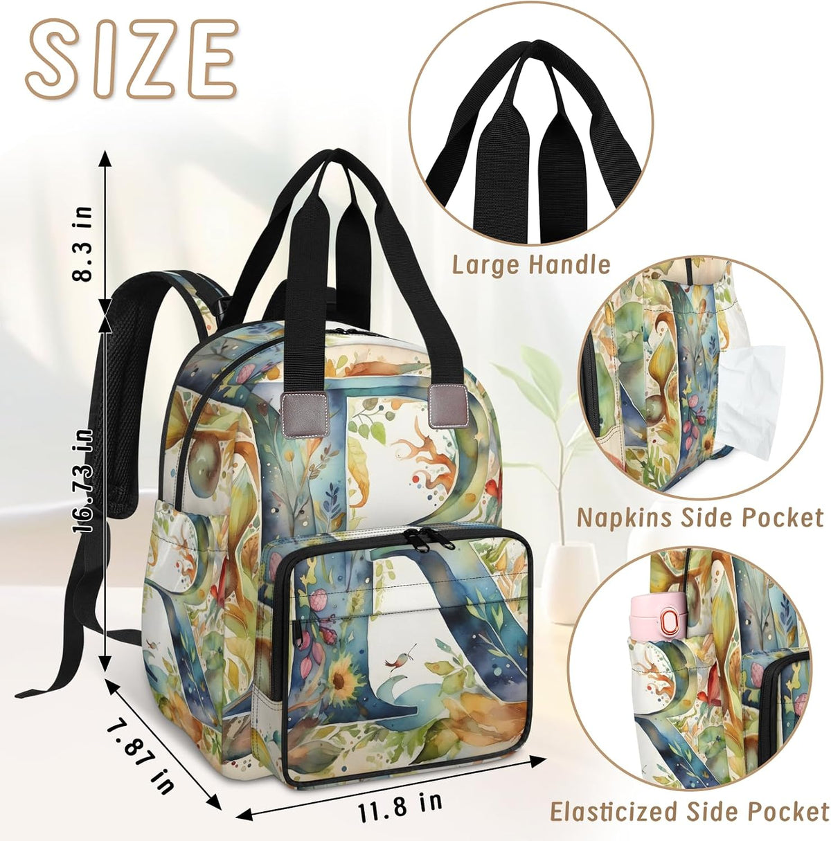 Butterfly Stars Diaper Bag Backpack for Travel, Waterproof Diaper Bag with Insulated Bottle Pockets & USB Port, Large Capacity Baby Bag for Moms & Dads