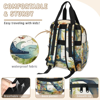 Butterfly Stars Diaper Bag Backpack for Travel, Waterproof Diaper Bag with Insulated Bottle Pockets & USB Port, Large Capacity Baby Bag for Moms & Dads
