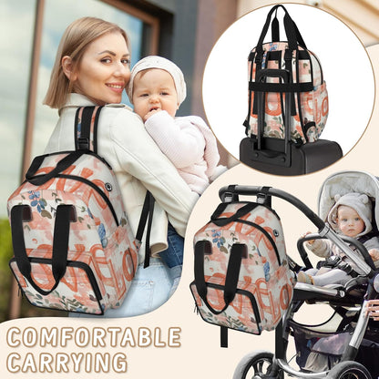 Butterfly Stars Diaper Bag Backpack for Travel, Waterproof Diaper Bag with Insulated Bottle Pockets & USB Port, Large Capacity Baby Bag for Moms & Dads