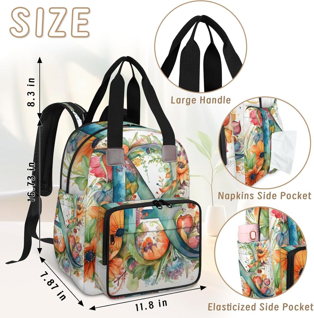 Butterfly Stars Diaper Bag Backpack for Travel, Waterproof Diaper Bag with Insulated Bottle Pockets & USB Port, Large Capacity Baby Bag for Moms & Dads