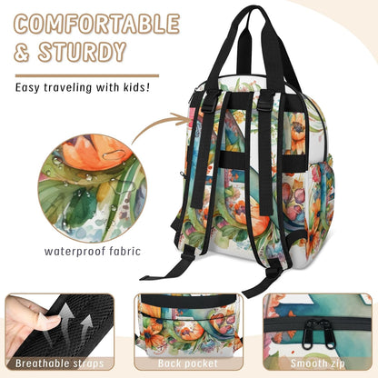 Butterfly Stars Diaper Bag Backpack for Travel, Waterproof Diaper Bag with Insulated Bottle Pockets & USB Port, Large Capacity Baby Bag for Moms & Dads