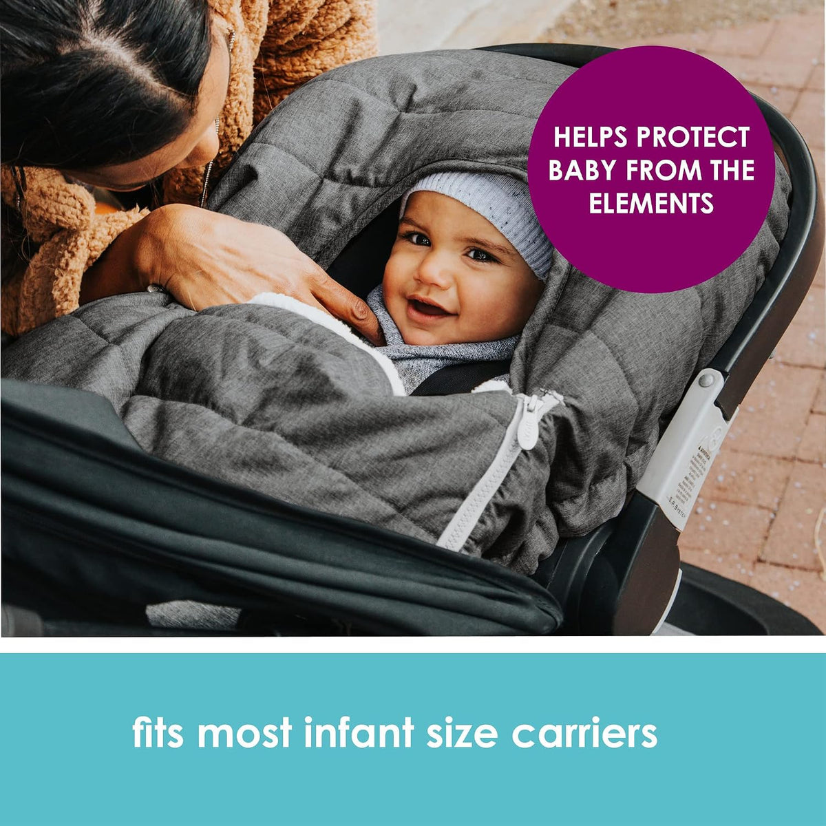 Baby Car Seat Cover, Blanket-Style Baby Stroller & Baby Carrier Cover, Heather Gray