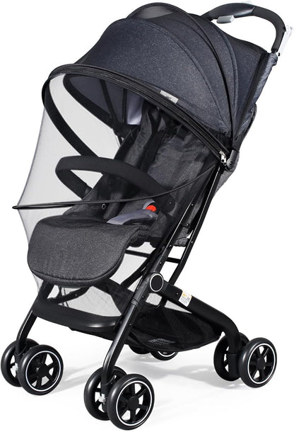 2-in-1 Baby Mosquito Net with Sunshade for Stroller, Universal Stroller Sun Shade & Mosquito Net with 2-Way Zipper, Breathable & Foldable Baby Bug Net for Infant Carriages, Prams