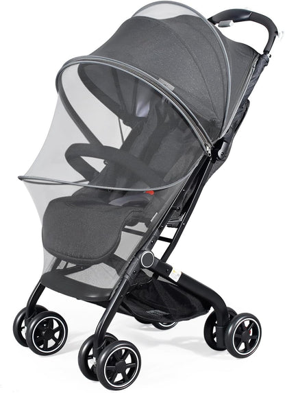 2-in-1 Baby Mosquito Net with Sunshade for Stroller, Universal Stroller Sun Shade & Mosquito Net with 2-Way Zipper, Breathable & Foldable Baby Bug Net for Infant Carriages, Prams