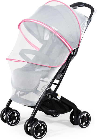 2-in-1 Baby Mosquito Net with Sunshade for Stroller, Universal Stroller Sun Shade & Mosquito Net with 2-Way Zipper, Breathable & Foldable Baby Bug Net for Infant Carriages, Prams
