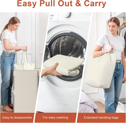 180L Laundry Hamper with Lid 3 Section, Metal Frame Clothes Hamper
