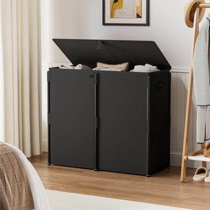 180L Laundry Hamper with Lid 3 Section, Metal Frame Clothes Hamper