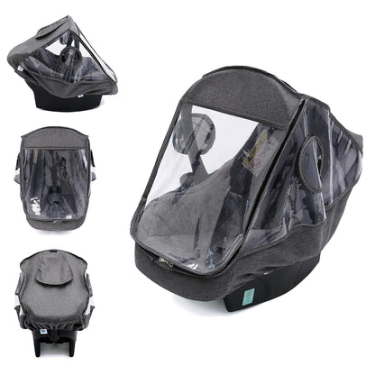 Car Seat Rain Cover, Universal Infant Car Seat Weather Shield with Storage Bag,Waterproof Baby Car Seat Cover with Breathable Ventilation, Baby Travel Accessories (Grey)