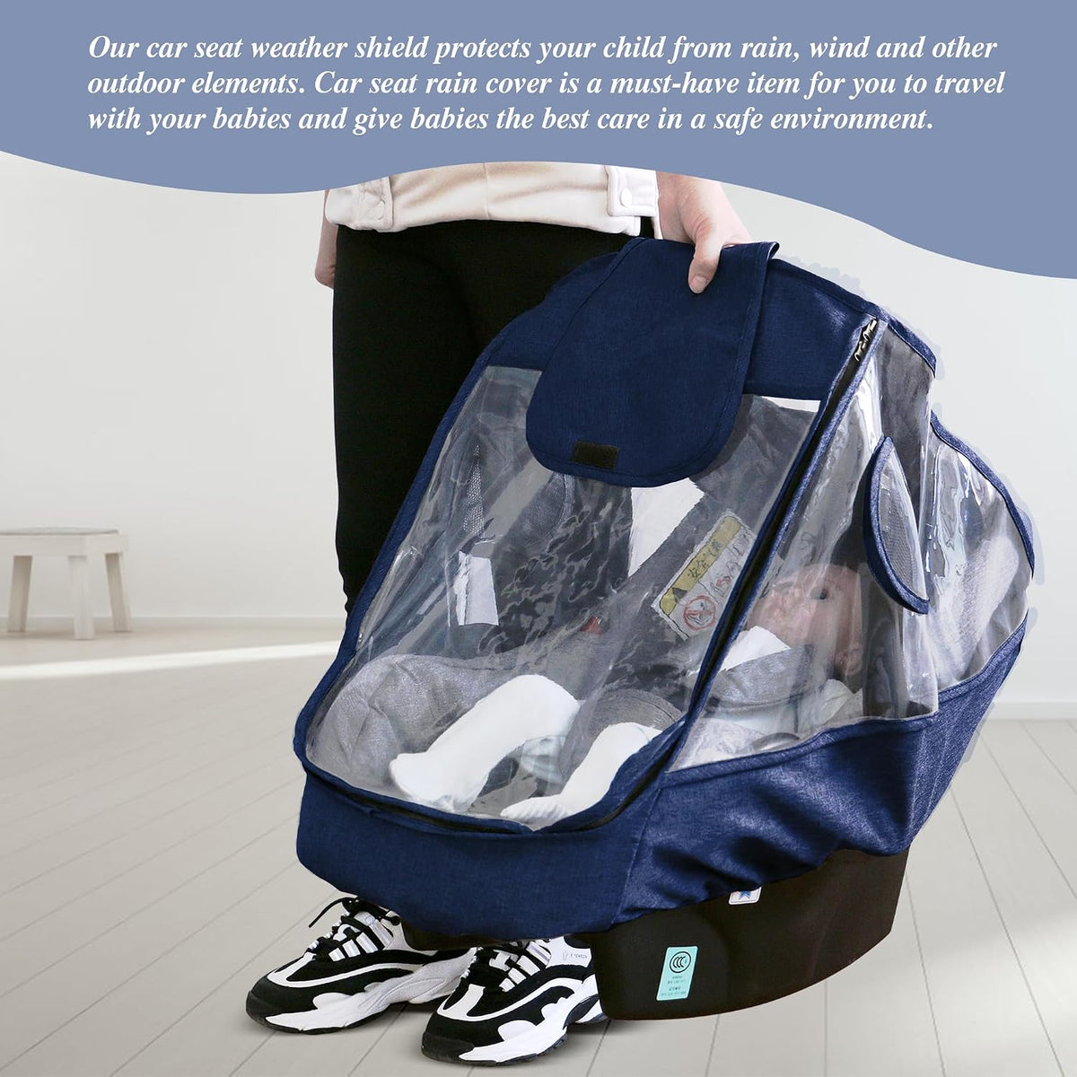 Car Seat Rain Cover, Universal Infant Car Seat Weather Shield with Storage Bag,Waterproof Baby Car Seat Cover with Breathable Ventilation, Baby Travel Accessories (Grey)