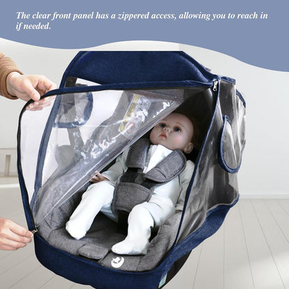 Car Seat Rain Cover, Universal Infant Car Seat Weather Shield with Storage Bag,Waterproof Baby Car Seat Cover with Breathable Ventilation, Baby Travel Accessories (Grey)