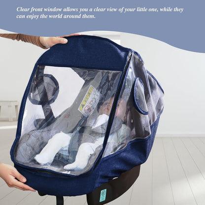 Car Seat Rain Cover, Universal Infant Car Seat Weather Shield with Storage Bag,Waterproof Baby Car Seat Cover with Breathable Ventilation, Baby Travel Accessories (Grey)