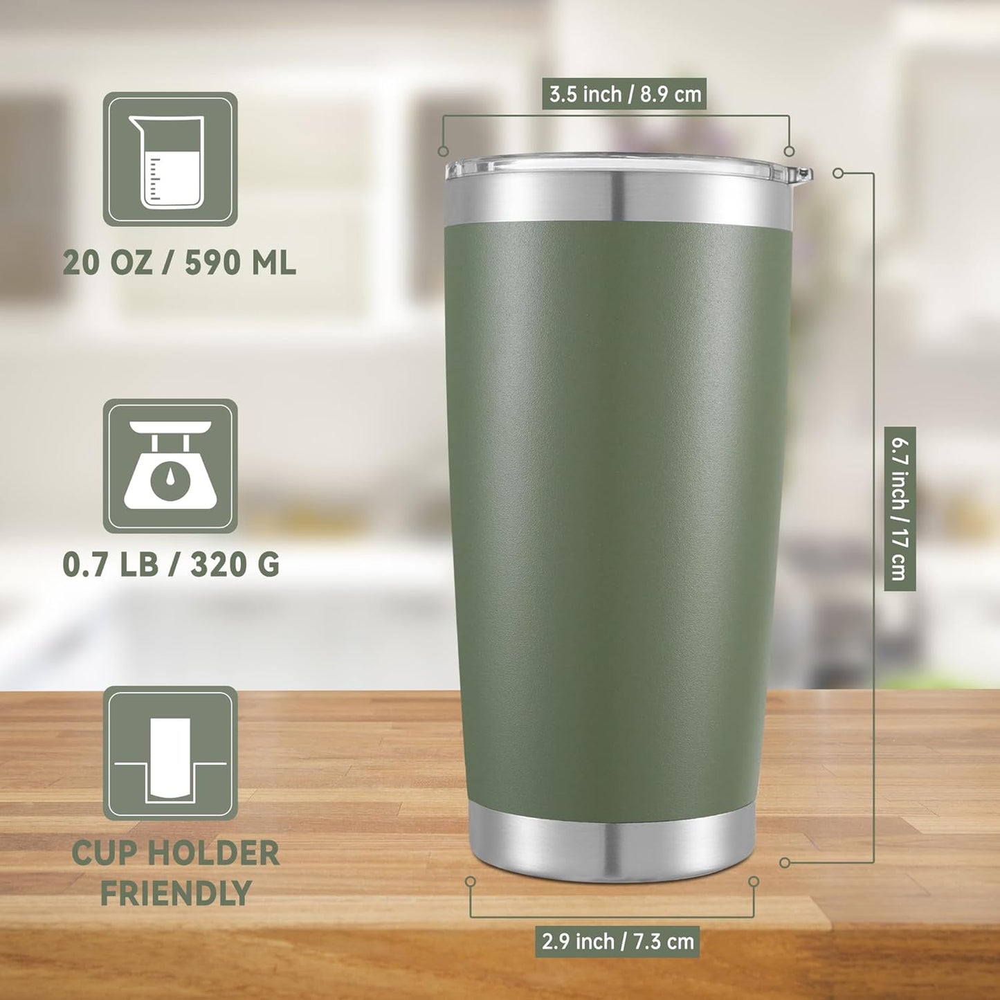 20 oz Tumblers Stainless Steel Tumbler with Lid, 1 Pack | Orange, 20oz Insulated Coffee Mug, Double Wall Vacuum, Powder Coated Cup, for Hot and Cold Drinks