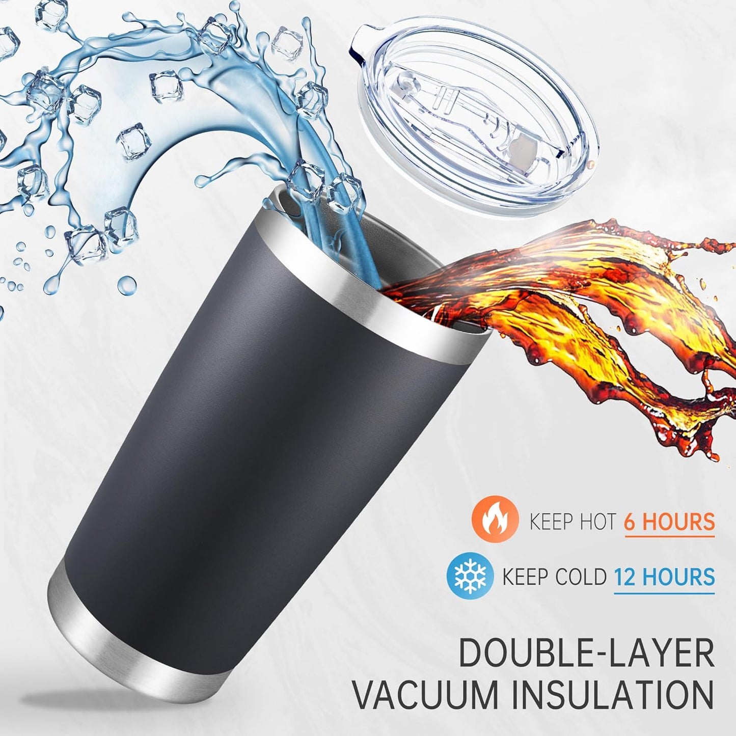 20 oz Tumblers Stainless Steel Tumbler with Lid, 1 Pack | Orange, 20oz Insulated Coffee Mug, Double Wall Vacuum, Powder Coated Cup, for Hot and Cold Drinks